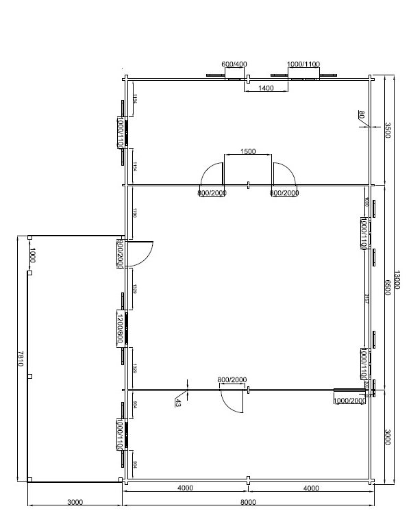 Plan façade Maison bois style loft de 104m² 