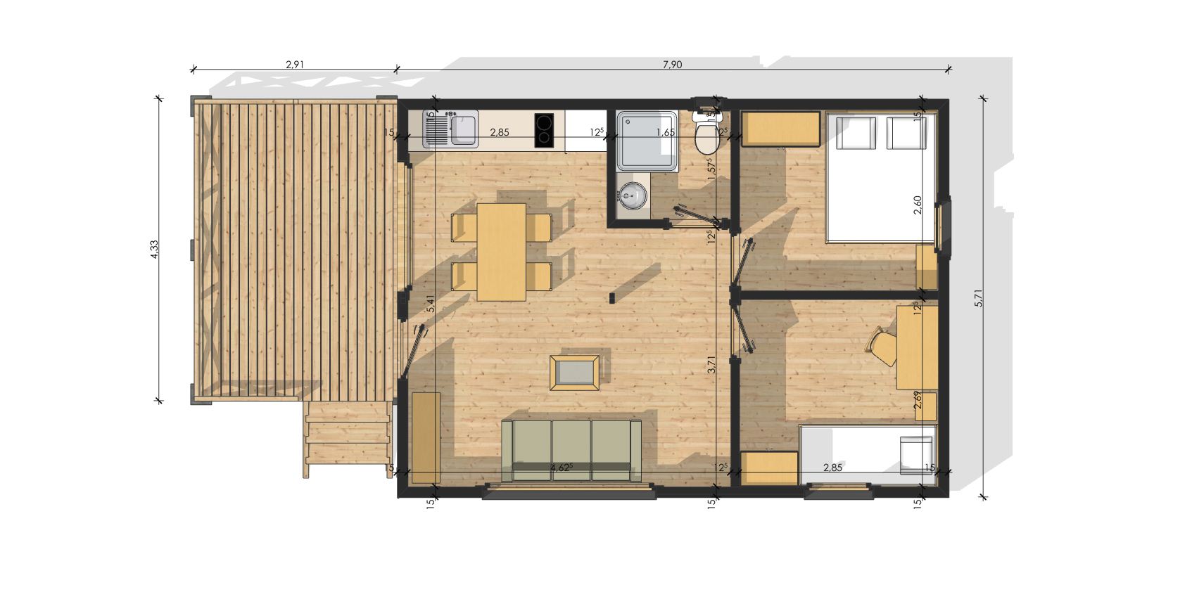 Plan façade Habitat modulaire  Vendée 40 m²