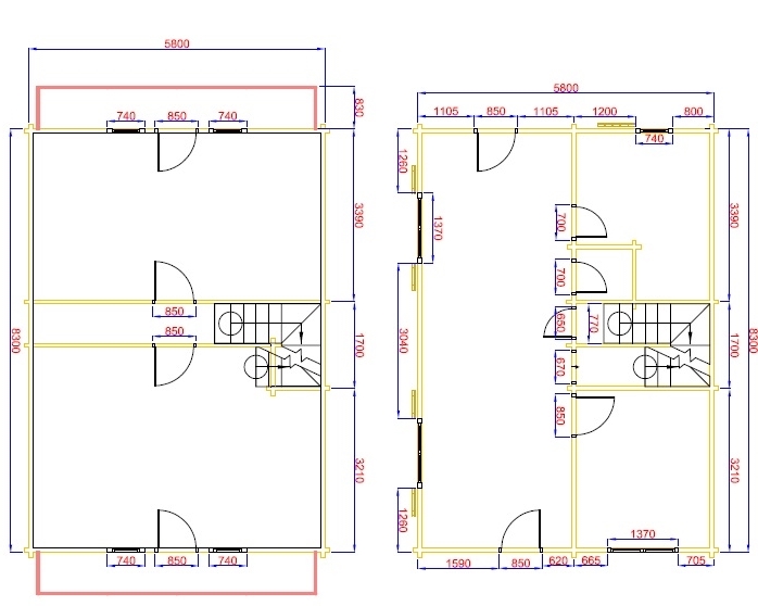 Plan façade Maison bois  en kit 96 m² 