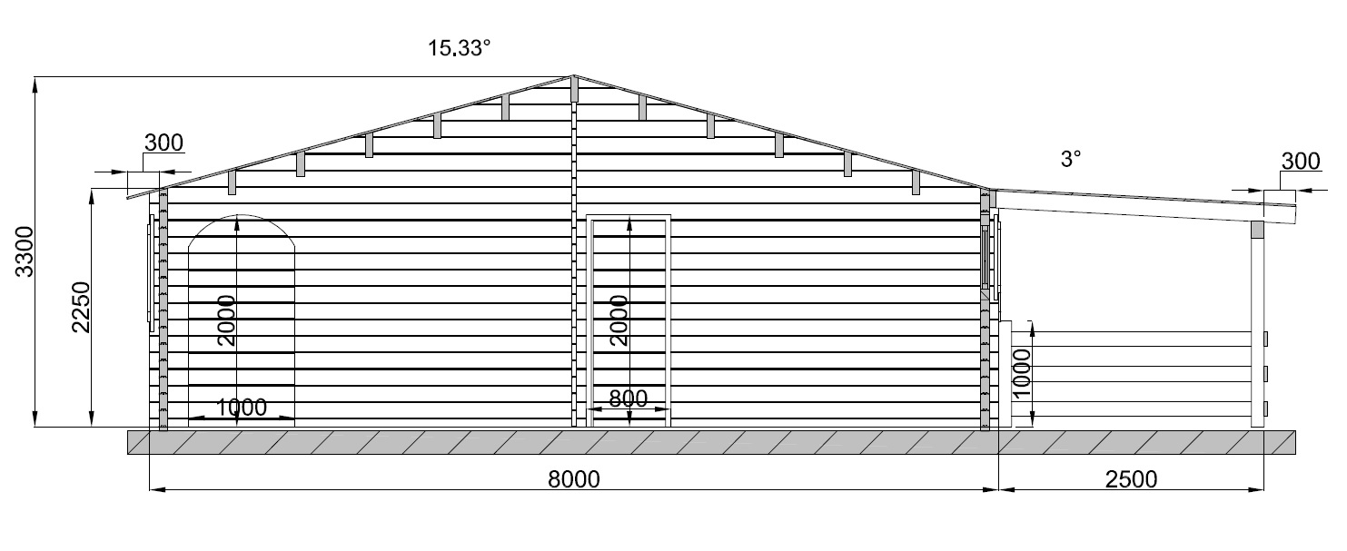 Plan de coté Maison bois style loft de 104m² 