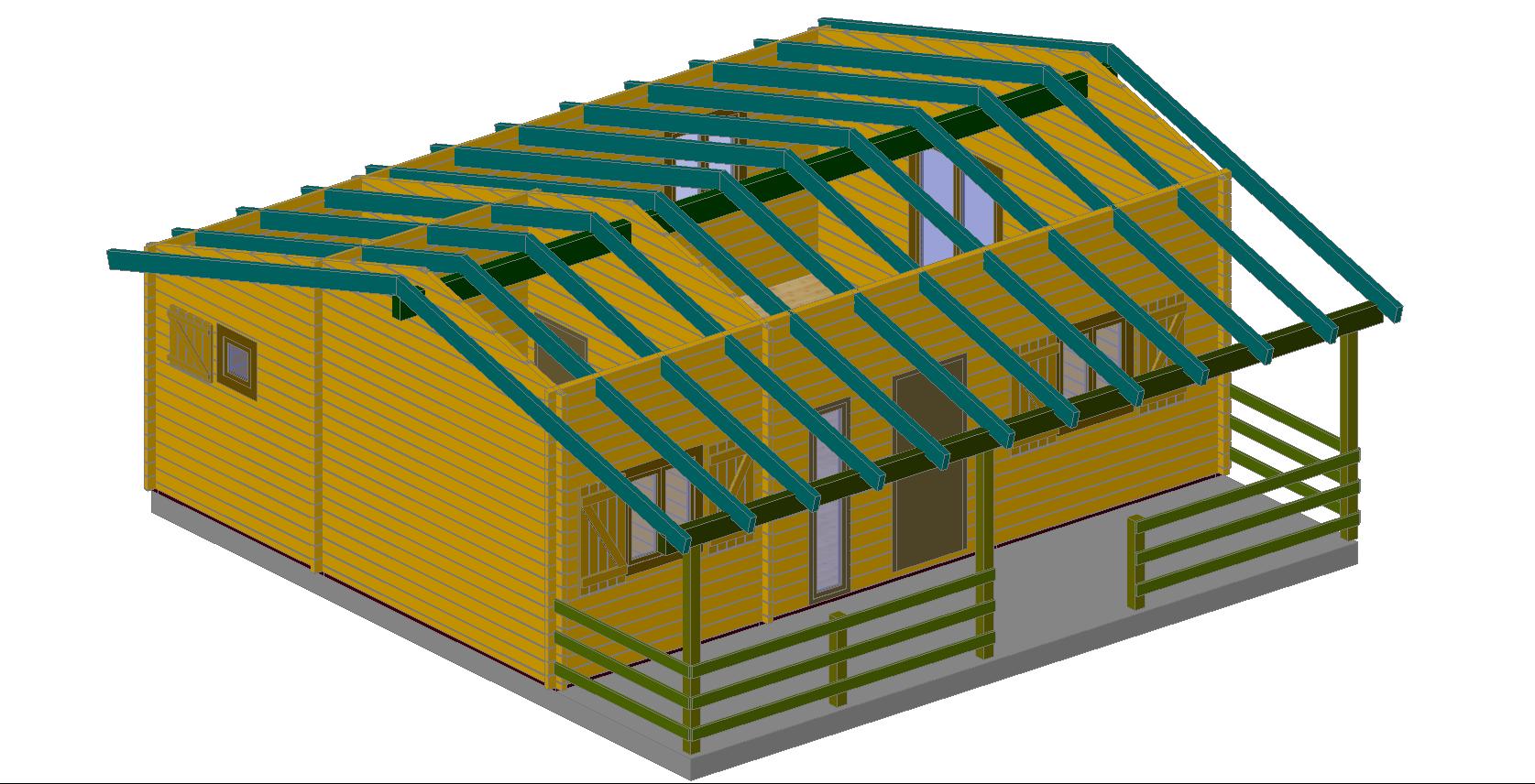 Plan de coté Chalet Habitable de 48 m² +une terrasse de 16 m² 